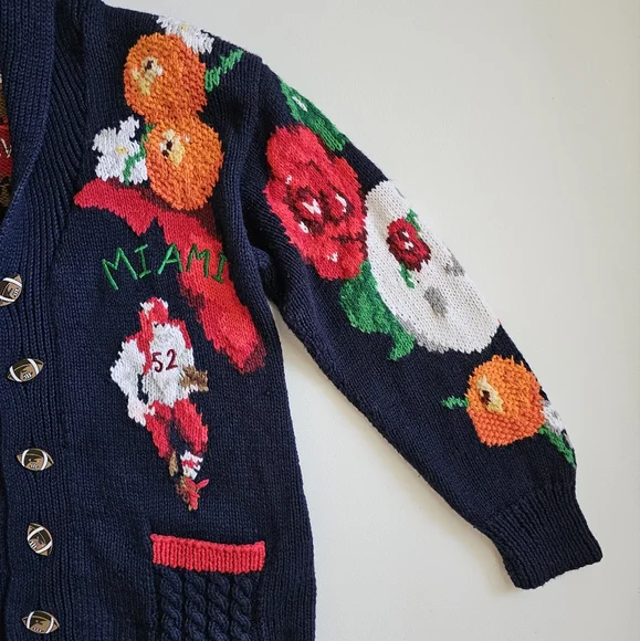 The Eagles Eye 1993 Hand Knit Rose Bowl Football Cardigan Sweater Size Small